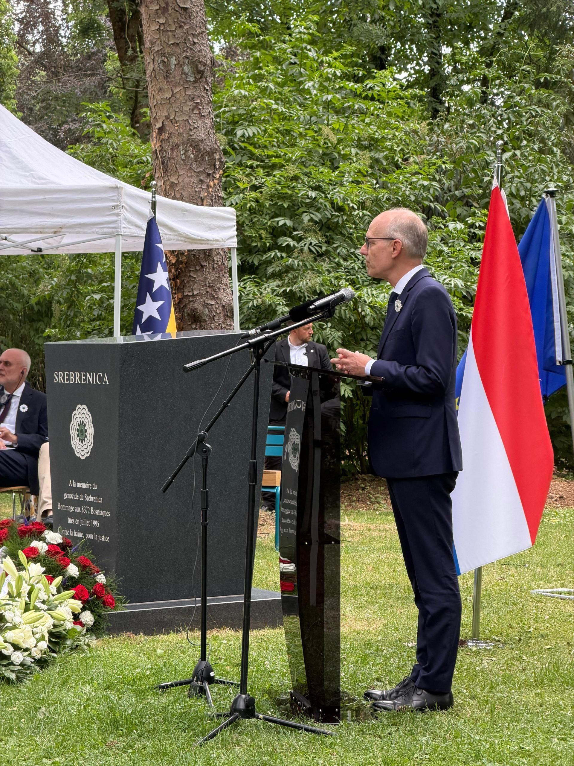 Prime Minister Luc Frieden addressing the commemoration